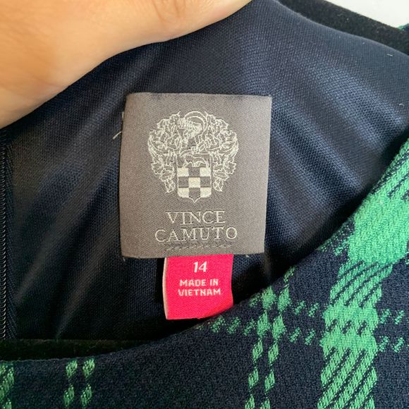 Vince Camuto Woven Plaid Cap Sleeve Dress Size 14 - Picture 6 of 8